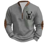 Eauptffy Sudadera para hombre, invierno, Navidad, suéter con estampado de renos, informal, manga larga, camiseta de ocio al aire libre, cálida camiseta vikinga, sudaderas suaves y cómodas, ropa de