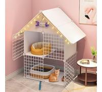 Eaves Cage Cage Cat Cable AL CIERRO DESPETABLE DE ALIMENTO DE DIY DIY Caja Grate Ideal para 1-2 Gatos (tamaño: 75x39x110 cm) FANDIAO