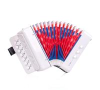 Eavnbaek Acordeón para principiantes, 10 teclas, control de botones, para principiantes, instrumentos musicales para estudiantes, principiantes, acordeón, ligero, 7 teclas, 3 bajos, mini acordeón
