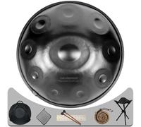 Eavnbaek Tambor de mano avanzado, 10 notas de 22 pulgadas en re menor de acero de 440 Hz, con bolsa suave, 2 mazos de mano, soporte de tambor de mano y paño sin polvo (negro)