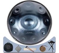 Eavnbaek Tambor de mano avanzado, tambor de mano de acero de 10 notas de 22 pulgadas en re menor de 440 Hz, con bolsa suave, 2 mazos de mano, soporte de tambor de mano y paño libre de polvo (azul)