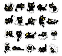 EAVUYIS 20 Piezas Manes Nevera Animales, Gatos Negros Juego Imanes Niños, Tablero Magnetico Niños, para Refrigerador, Pizarra Preescolar, Hogar, Aula