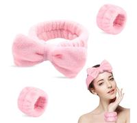 EAVUYIS 3 Piezas Diadema de Maquillaje y Muñequeras Cinta Pelo Maquillaje, Diademas Faciales y Muñequeras de Spa, para Belleza Bañarse Yoga Spa Deportes