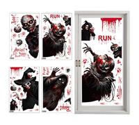 EAVUYIS 4 Hojas Pegatinas de Halloween para Ventanas con Estampados Sangrientos, Calcomanías de Baño para Fiesta de Terror de Halloween Espeluznante