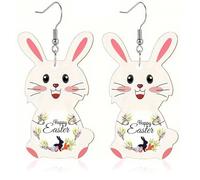 EAVUYIS Acrílico Pascua Pendientes Conejo de Pascua cuelgan Joyería Para Mujeres Niñas Charm Pascua Regalos