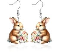 EAVUYIS Cute Easter Eggs Rabbit Earrings Acrylic Easter Bunny Dangle Jewellery Gifts For Women Girls Funny Easter Decoration