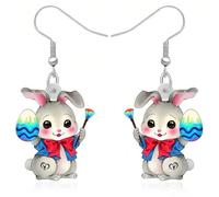 EAVUYIS Cute Easter Eggs Rabbit Earrings Acrylic Easter Bunny Dangle Jewellery Gifts for Women Girls Funny Easter Decoration