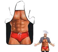 EAVUYIS Delantal de barbacoa Creative Fun, Sexy Delantal de Cocina Hombre con Músculoso 3D para Barbacoa Cosplay y Fiestas,Regalo Divertido para Hombres, Papá, Esposo o Novio