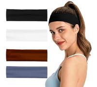 EAVUYIS Diadema Elástica, 4 Pcs Bandas para el Sudor, Diadema Deportiva Antideslizante, Diadema de Yoga Deportivo Banda, para Correr, Yoga, Baloncesto