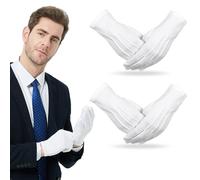 EAVUYIS Guantes de Algodón de Nylon 2 Pares de Guantes Blancos de Disfraz de Desfile para Formal Tuxedo de la Policía Guardia de Honor y Ocasiones Especiales, Halloween Cosplay, Carnaval de Fiesta