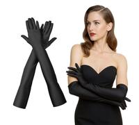 EAVUYIS Guantes Largos hasta los Codos Guantes Nupciales Estilo Vintage 1920 Disfraces Guantes Novia Accesorios Halloween Guantes de Bruja Guantes de Fiesta de Carnaval