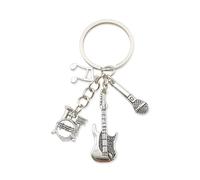 EAVUYIS Micrófono Mic pequeño Llavero Colgante de Metal Plateado Halloween Navidad Acción de Gracias Regalos para Familiares y Amigos