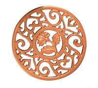 Eawfgtuw 1 alfombrilla redonda de hierro tallado resistente al calor para encimera de cocina, platos calientes, teteras, cazuelas, antideslizante, diseño retro, fácil de limpiar, 11,5 cm (dorado)