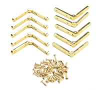 Eawfgtuw 10 bisagras de soporte de aleación de zinc de 90 grados para puertas de gabinete, bisagras decorativas de caja de madera, accesorios para joyeros, baúl de vino (dorado)