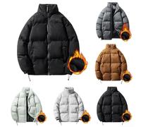 Eawfgtuw Abrigo Oversize Hombre Gamuza Cálido Gris Negro | Cuello alto protector, cordón ajustable en bajo, cierre cremallera, para estilo parka clásico, funcional