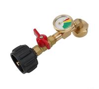 Eawfgtuw Adaptador de recarga de propano con medidor y válvula de encendido/apagado, conector de codo de latón de 90 grados para tanque QCC1, herramienta de llenado de cilindro de propano para