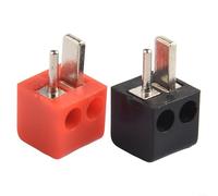 Eawfgtuw Altavoz DIN de 2 pines para audio HiFi, conector de terminal de tornillo con carcasa ABS roja y negra, contactos de cobre para cable de altavoz, diseño en forma de T, paquete de 2