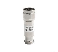 Eawfgtuw Atenuador tipo N macho a hembra 2W DC-3GHz 50 Ohm RF Coaxial Reductor de señal fija chapado en cobre para medición Uso industrial Rendimiento estable Alta fiabilidad (3 dB)