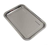 Eawfgtuw Bandeja rectangular de acero inoxidable de 27 x 20 cm para horno tostador, bandeja de galletas resistente con acabado de espejo, borde profundo, resistente a la corrosión (32 x 22 x 2 cm)