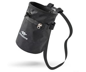 Eawfgtuw Bolsa de tiza para escalada en roca con cordón antifugas, bolsa de magnesio Oxford 420D para levantamiento de pesas, saco de tiza para gimnasio con bolsillo para teléfono y cinturón ajustable
