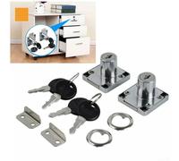 Eawfgtuw Cerradura de leva para armario, cajón, armario, buzón, paquete de 2 cerraduras chapadas en acero inoxidable con fijaciones compatibles con escritorios y almacenamiento en el hogar (0)