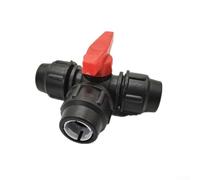 Eawfgtuw Conector de tubería de agua de polietileno con válvula de control, ajuste de 3 vías en forma de T para tuberías de 20 mm, 25 mm, 32 mm, adaptador para uso de fontanería, negro (32 mm)