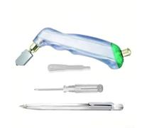 Eawfgtuw Cortador de vidrio ergonómico con rueda de acero de aleación de precisión, sistema automático de alimentación de aceite, corta vidrio de 5 mm a 19 mm de grosor, kit de 6 piezas