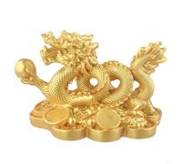 Eawfgtuw Estatua de dragón chino auspicioso de resina, escultura de Feng Shui para decoración del hogar, oficina, dormitorio, bronce dorado para adorno del zodiaco, 3.15 x 1.77 x 1.97 pulgadas (dorado