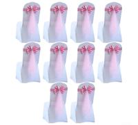 Eawfgtuw Fajas elásticas para sillas, 10 unidades para decoración de bodas, fiestas, hoteles, diseño de lazo con hebilla, tela elástica para respaldos de silla, 83-93 cm, color rosa