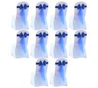 Eawfgtuw Fajas elásticas para sillas, 10 unidades para decoración de bodas, fiestas, hoteles, diseño de lazo con hebilla, tela elástica para respaldos de silla, 83-93 cm, color azul