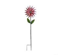 Eawfgtuw Girasol de viento de metal solar con luces, luz de estaca de jardín de 35.4 pulgadas para decoración al aire libre, para arte de patio de acero que gira en brisa, amarillo y rojo (rojo)
