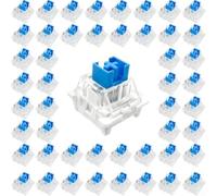 Eawfgtuw Interruptores de teclado mecánicos táctiles azules de 3 pines con extractor de teclas, sonido de clic, distancia de viaje de 4 mm, para teclados intercambiables en caliente, tecla azul blanca