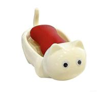 Eawfgtuw Jabonera de gato para fregadero de baño, bonito soporte de jabón autodrenante con agujeros de drenaje eficientes, bandeja de jabón de barra de plástico para cocina, diseño higiénico (crema)