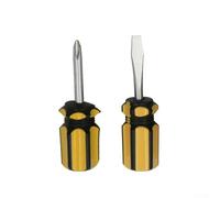 Eawfgtuw Juego de 2 destornilladores de cabeza plana y ranurada de 6 mm con mango corto para espacios reducidos, acero al cromo vanadio con agarre de PVC, 80 mm de longitud