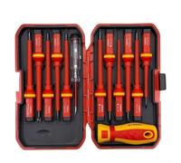 Eawfgtuw Juego de destornilladores aislados VDE de 1000 V para electricistas, acero al cromo vanadio con puntas magnéticas, kit de 13 piezas que incluye TORX, para Phillips y destornilladores