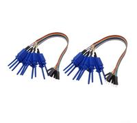 Eawfgtuw Kit de sonda de abrazadera de cable de 20 cm con clips de analizador lógico macho y hembra de 20 pines, cables de gancho retráctiles para analizador USB Hobby Compnt, cable de cobre (azul)