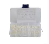 Eawfgtuw Kit surtido de arandelas planas de nailon con M2 M2.5 para M5 M6 M8 tamaños para tornillos y pernos, 1 mm - 0.4 mm de grosor, color blanco