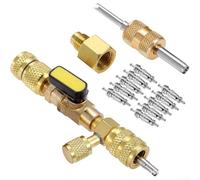Eawfgtuw Llave removedora de núcleo de válvula, herramienta de instalación de doble tamaño 1/4 5/16 para reparación de línea de aire acondicionado HVAC compatible con R22 R134A R32 R404A R407C R410A