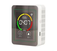 Eawfgtuw Medidor de calidad del aire 3 en 1 para oficina en casa, termómetro digital higrómetro para combo con pantalla LCD, detector de dióxido de carbono interior Sensor de humedad (blanco)