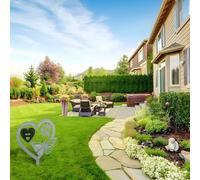 Eawfgtuw Memorial de jardín en forma de corazón con flores de mariposa, placa de zinc resistente a la intemperie para estaca de cementerio, elegante letrero de familia para tributo para césped y