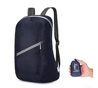 Eawfgtuw Mochila de senderismo plegable ultraligera de menos de 20 L, mochila compacta resistente al agua para viajes, camping, escuela, mochila de nailon ligera con bolsa, verde (azul oscuro)