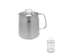 Eawfgtuw Olla de filtro de aceite de cocina de acero inoxidable 304, colador de aceite, olla de almacenamiento de aceite con tapa, adecuada para almacenar aceite de freír y grasa de cocina (2 L +