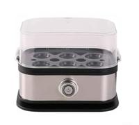 Eawfgtuw Olla de huevos de acero inoxidable 6 en 1 con capacidad para 6 huevos, hervir, escalfar, revuelta, vapor y tortilla, diseño compacto de encimera con apagado automático (normativa europea)