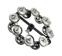 Eawfgtuw Pandereta Hi Hat para platillos de tambor con campanas de acero, marco negro de 14 cm de diámetro, instrumento de percusión manual compatible con barra de tiro de soporte Hi-Hat,