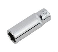 Eawfgtuw Para llave de vaso de 3/8 pulgadas de profundidad, 8-24 mm, acero al cromo vanadio, herramienta de trinquete hexagonal para mecánica y bricolaje, plata, 63 mm de longitud (15 mm)