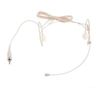 Eawfgtuw Para micrófono con doble gancho para la oreja para sistemas inalámbricos, micrófono de condensador omnidireccional, conector estéreo de bloqueo de 3,5 mm, beige
