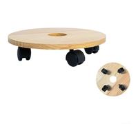 Eawfgtuw Planta de madera para carrito con ruedas, soporte móvil de pino macizo para macetas pesadas, base redonda cuadrada con ruedas con 2 ruedas de bloqueo, acabado impermeable para (14 pulgadas)