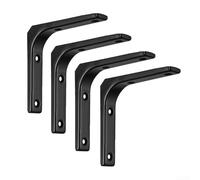 Eawfgtuw Soportes de montaje en pared de acero en forma de L resistentes de 100 x 100 x 20 mm para decoración del hogar y soporte de muebles, revestimiento inoxidable, blanco (negro)