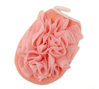 Eawfgtuw Toalla exfoliante de baño para limpieza corporal y eliminación de piel muerta, bucle para colgar de secado rápido, espuma rica con jabón, material de rayón suave (rosa)