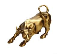 Eawfgtuw Wall Street Bull Market - Estatua de resina de Feng Shui para buena fortuna y prosperidad, figura dorada con símbolo de la suerte para escritorio de oficina o decoración del hogar